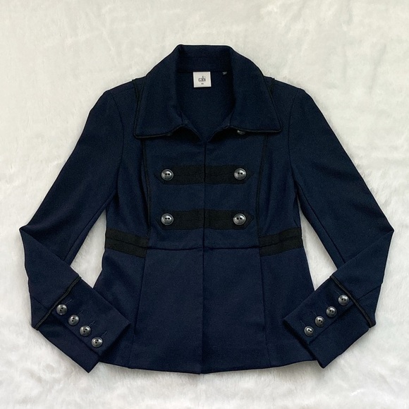 CAbi In The Band Military Navy Blue Ponte Blazer Jacket Style 3375 Size XS - Picture 2 of 8